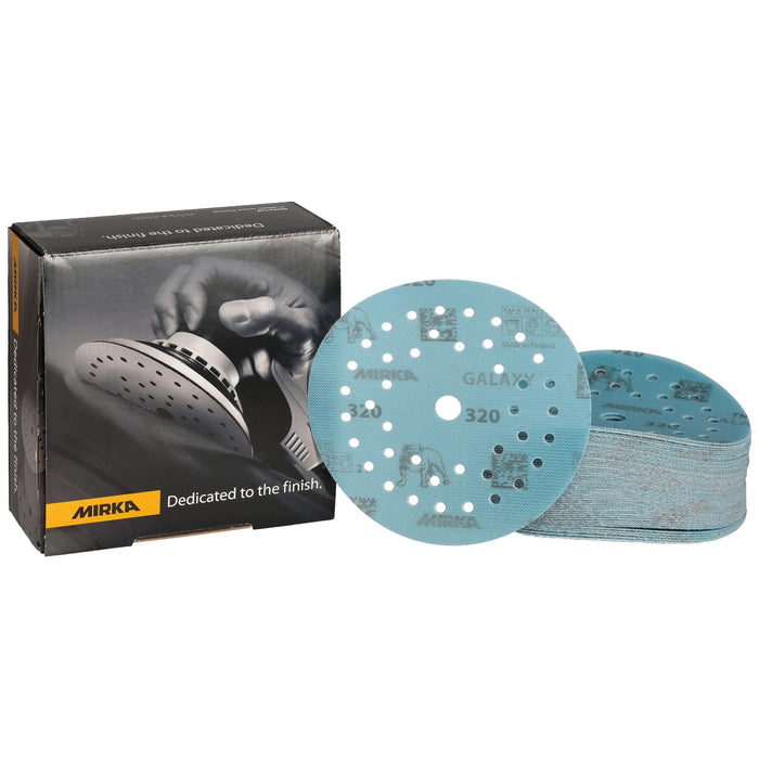 Mirka FY-5MF-320 Galaxy Dust Free Multi-Fit Grip Discs, 5", Grade 320, 50/pk
