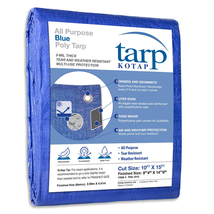 Seachoice TRA-1015 Blue Vinyl Tarp, 10' X 15'