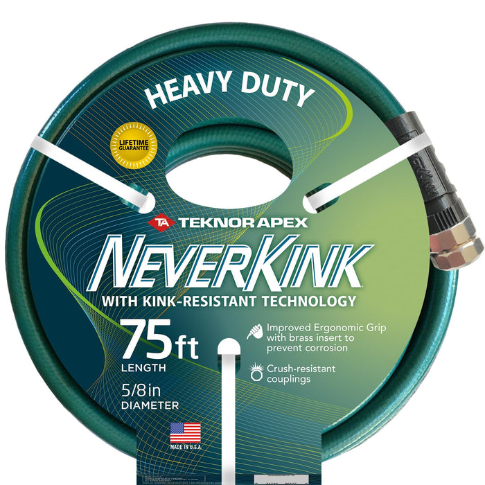 Teknor Apex 8845-75 Commercial Duty Neverkink Hose, 5/8" x 75', Black/Red