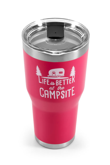 Camco 53062 Life Is Better At The Campsite Tumbler, 30 oz., Coral