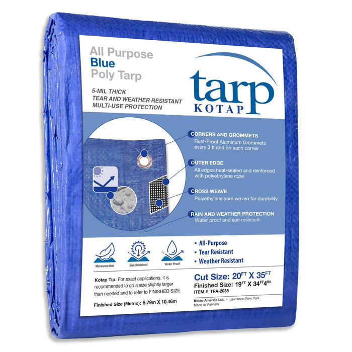 Seachoice TRA-2035 Blue Vinyl Tarp, 20' X 35'