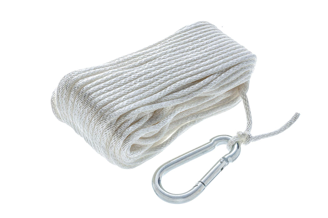 Seachoice 40221 Solid-Braid Nylon Anchor Line, White, 3/16" x 100'