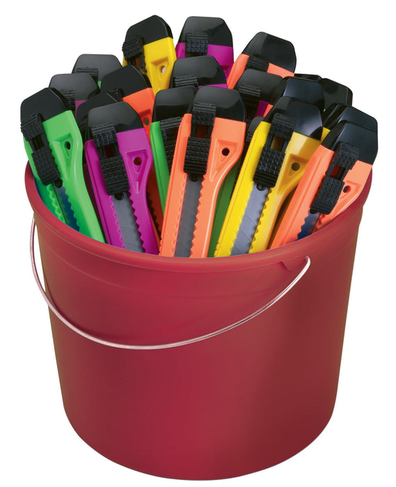 Hyde Tools 49697 Assorted Color Snap Knife Display Bucket 18mm 25/pk