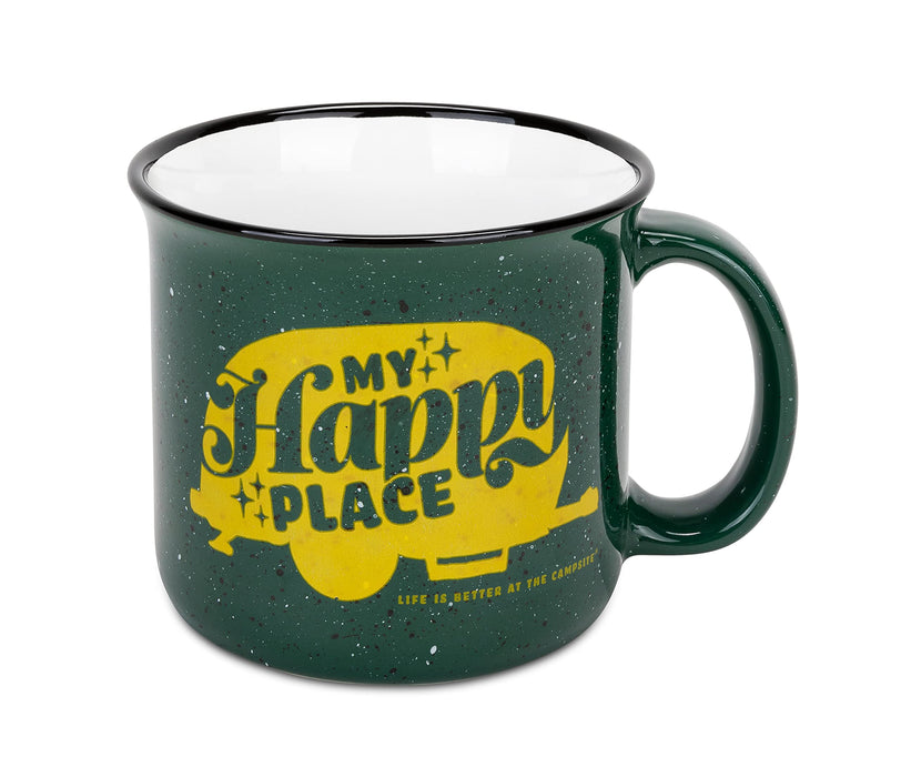 Camco 53471 Ceramic Mug, 14 oz., Green My Happy Place