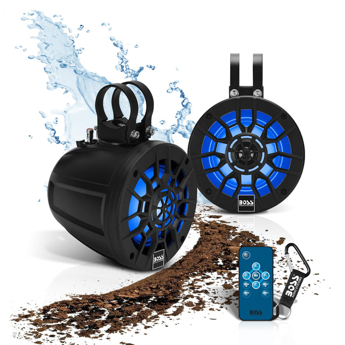 Boss Audio MPWT50RGB 2-Way Marine Waketower/UTV Roll Bar LED Speaker System, 1 pr.