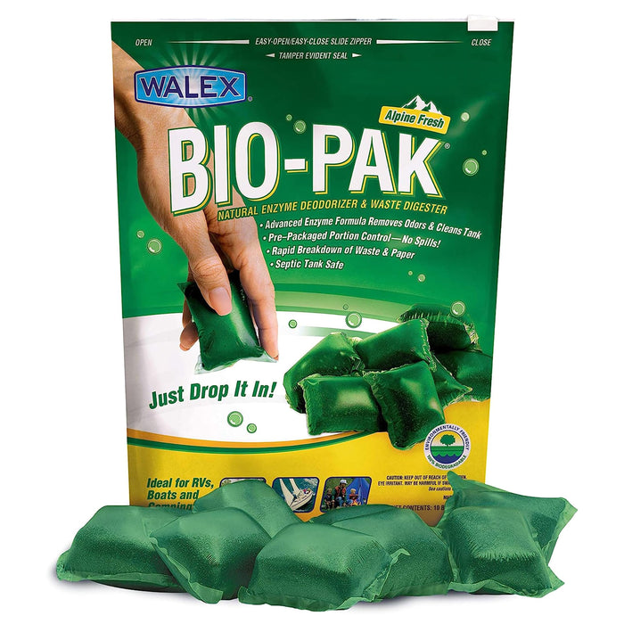 Walex Products BIOPPBG Walex Porta-Pak Alpine Fresh Holding Tank Deodorizer, 10/Pk