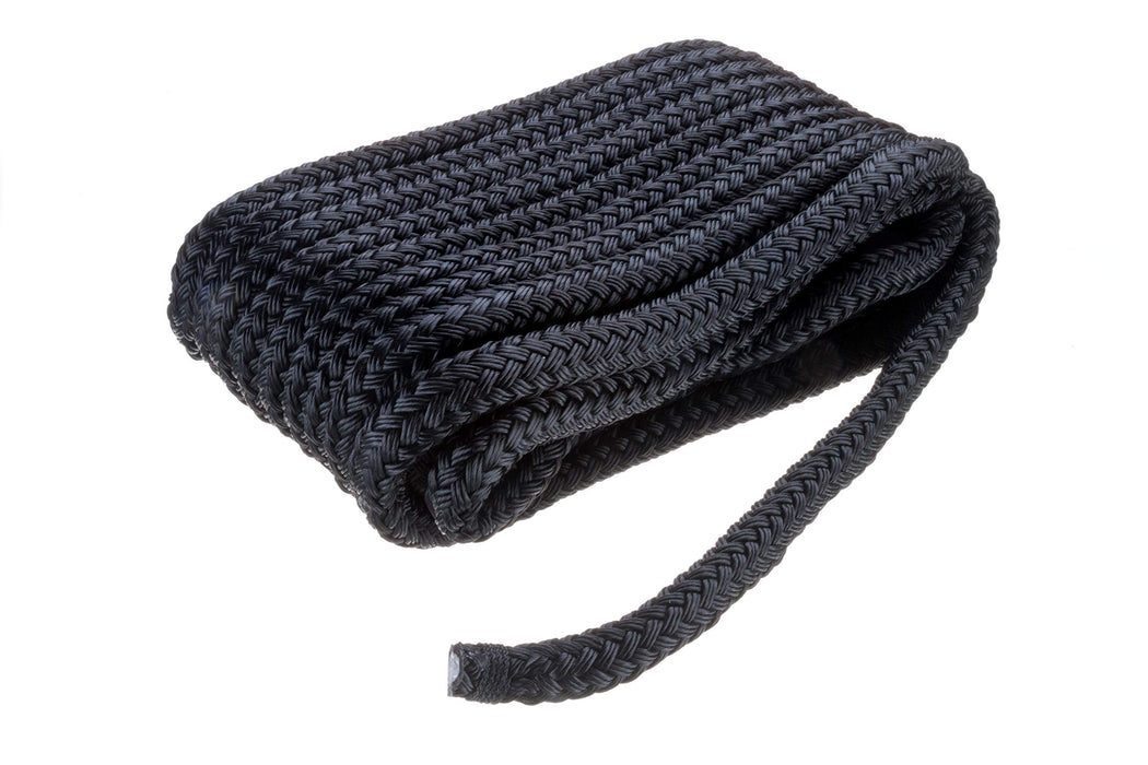 Seachoice Double-Braid Nylon Dock Line w/ Eye Splice, Pre-Shrunk, Heat Stabilized, 5/8 In. X 35 Ft., Black