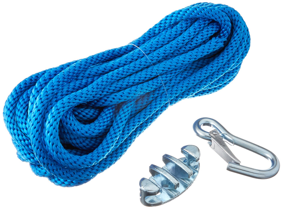 Panther Products 757000 Panther Blue Polypropylene 3/8" Anchor Rope Includes, No-Tie Rope Cleat & Snap Hook