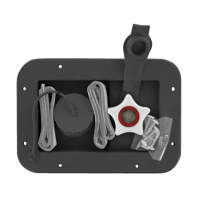 Valterra A01-2001BKVP Gravity City 1/2" Air Vent Water Inlet & Includes Hardware, & Installation Tape