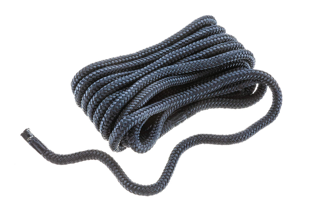 Seachoice Double-Braid Nylon Dock Line w/ Eye Splice, Pre-Shrunk, Heat Stabilized, 3/8 In. X 20 Ft., Navy Blue