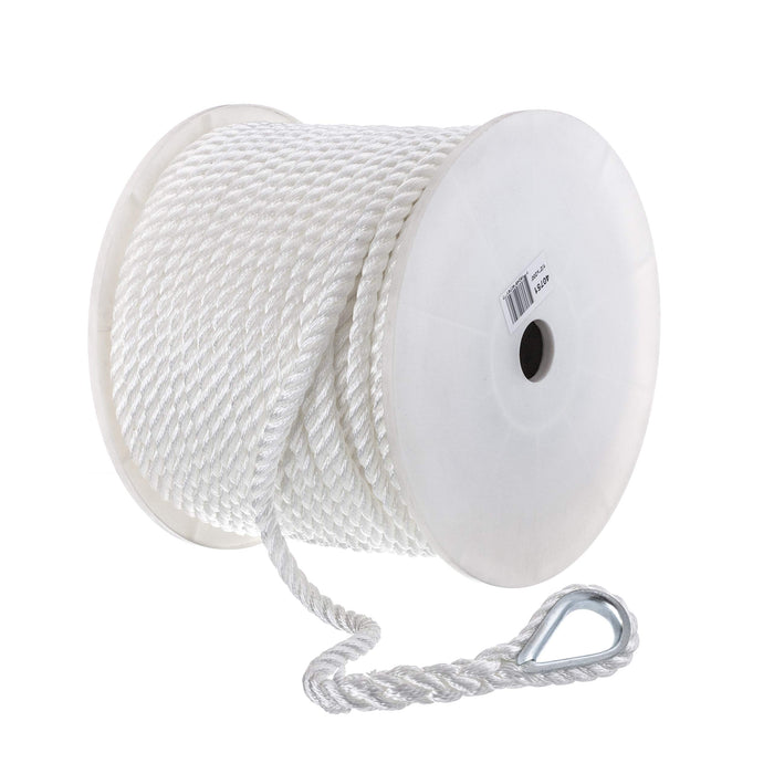 Seachoice 40751 3-Strand Twisted Nylon Anchor Line White, 1/2" x 200'