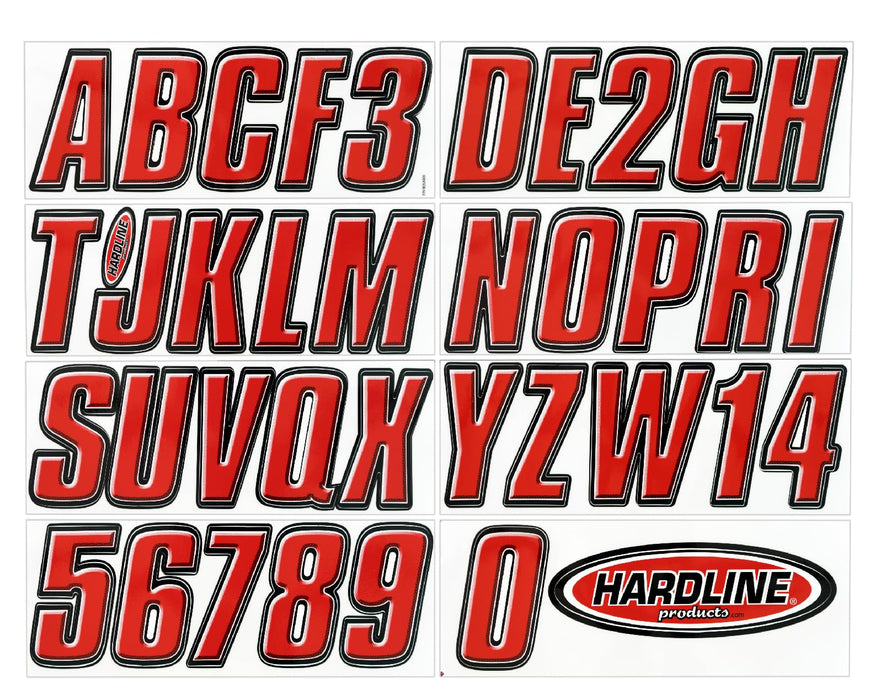 Hardline REBLK800 Series 800 Registration Kit, Red, Block Style Bevel Effect, 4 Sets of 3" A-Z, 0-9
