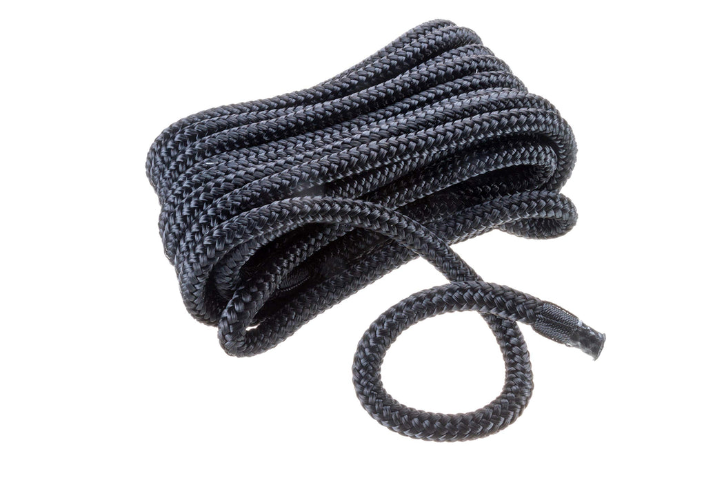 Seachoice Double-Braid Nylon Dock Line w/ Eye Splice, Pre-Shrunk, Heat Stabilized, 3/8 In. X 20 Ft., Black