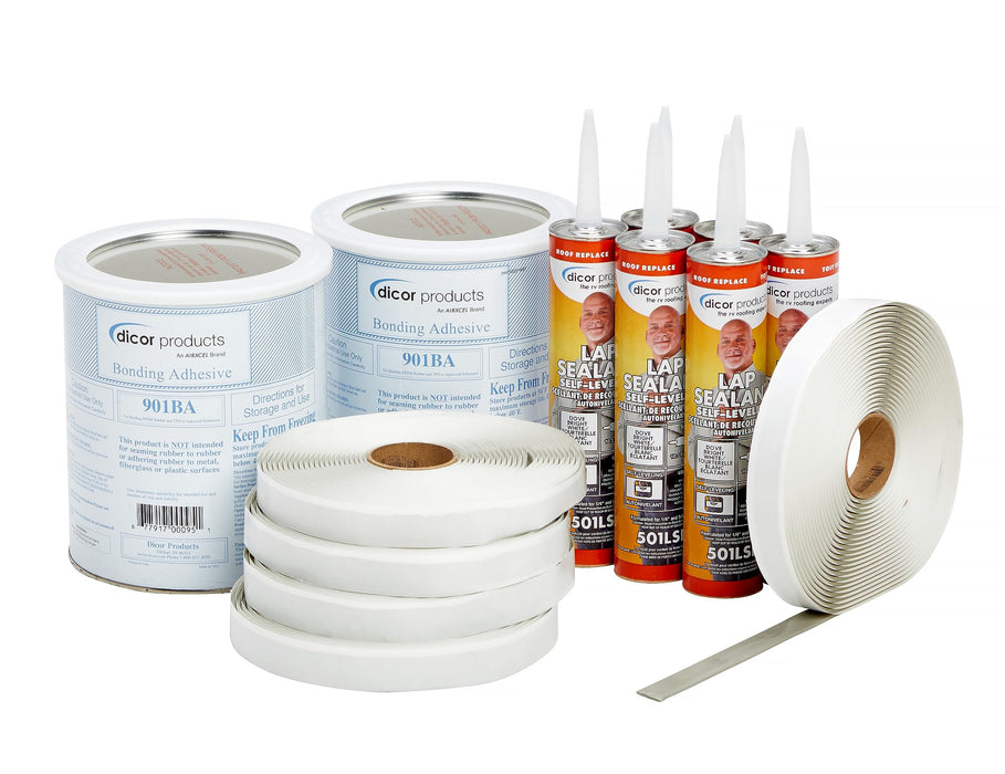 Dicor Corporation 401CK-D Rubber Roof Installation Component Kit, Dove (Bright White)