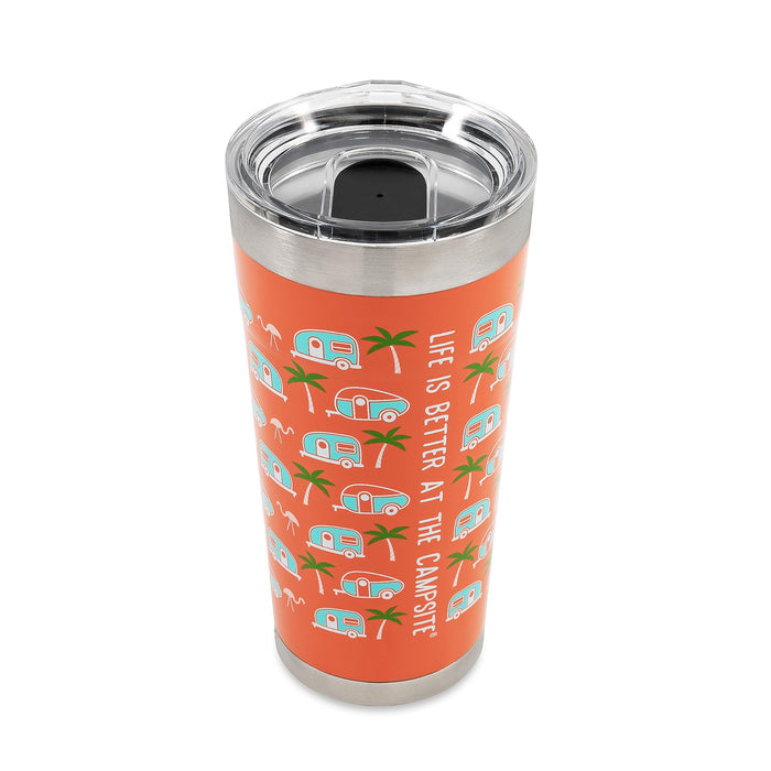Camco 53322 Palm Trees / RVs Tumbler, 20 oz., Orange