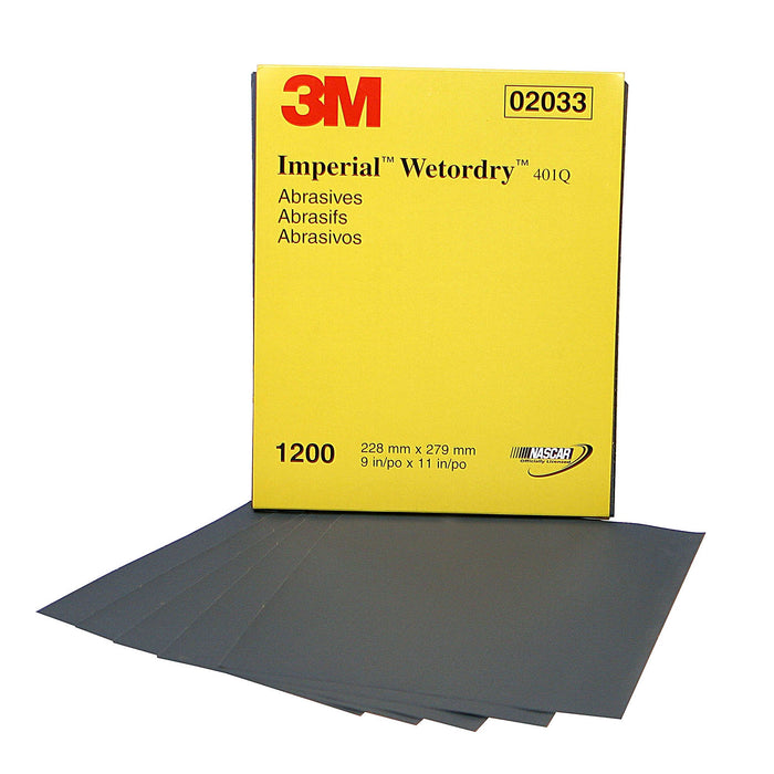 3M 2033 Imperial Wet Or Dry Paper Sheets, 9" x 11" Grade 1200 50/Pack