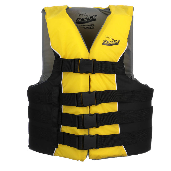 Seachoice 86410 Deluxe 4-Belt Ski Vest Yellow/Black, Sm/Md