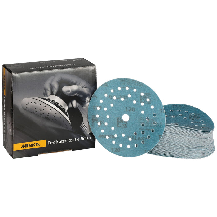 Mirka FY-5MF-120 Galaxy Dust Free Multi-Fit Grip Discs, 5", Grade 120, 50/pk