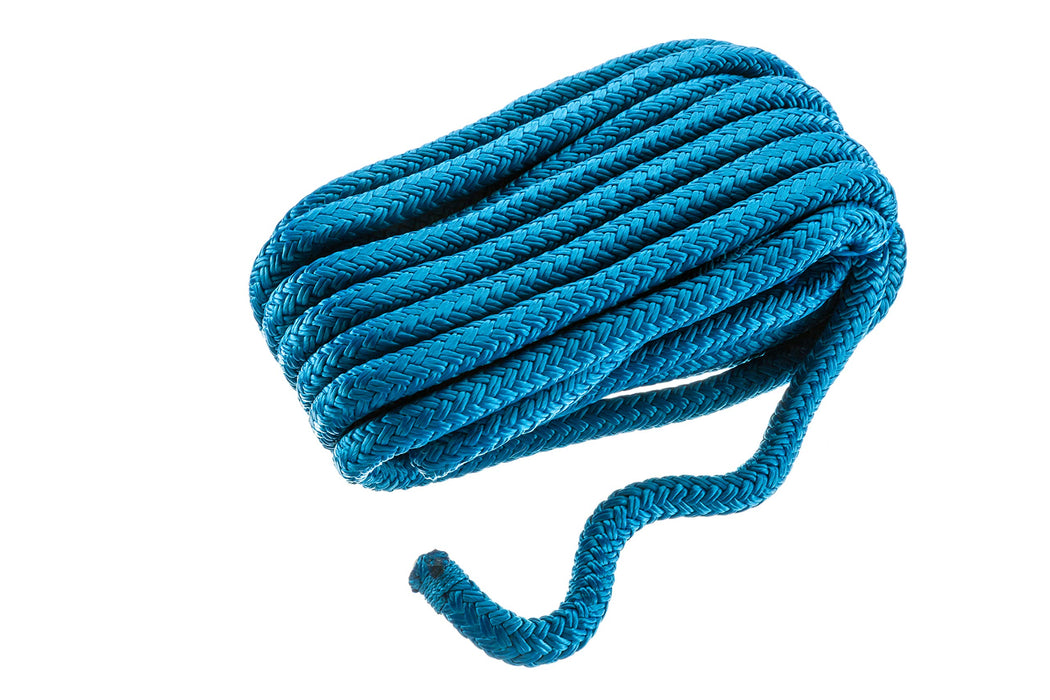 Seachoice Double-Braid Nylon Dock Line w/ Eye Splice, Pre-Shrunk, Heat Stabilized, 1/2 In. X 25 Ft., Blue