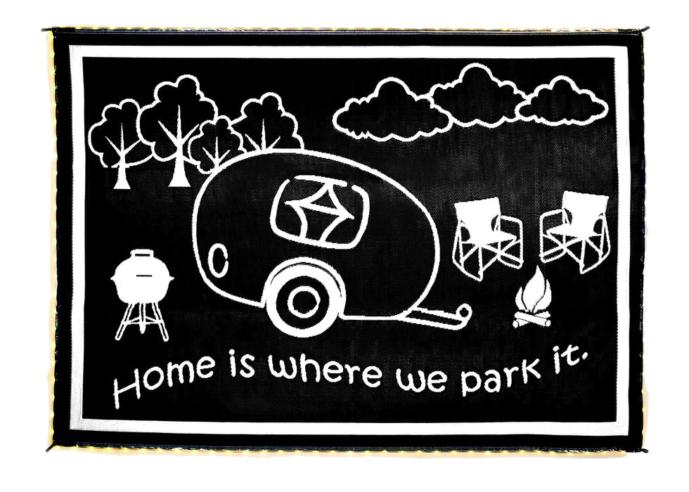 Ming's Mark LRVH8181 Mings Mark Reversible Mat w/110V LED Lights, 8' x 18', Black/White