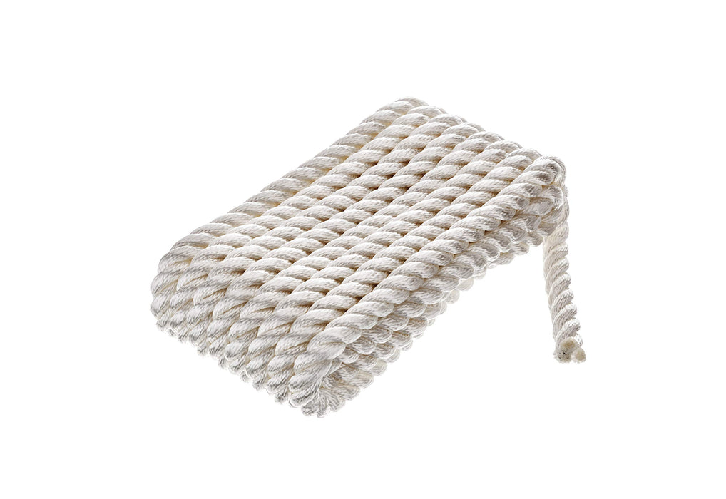 Seachoice 42601 3-Strand Twisted Nylon Dock Line, 5/8" x 25', White