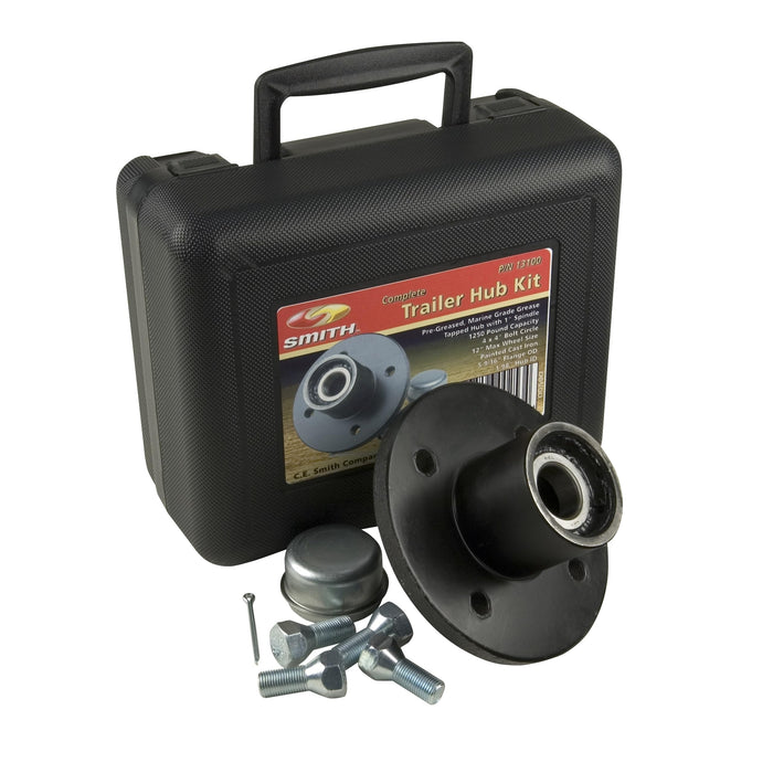 C.E. Smith 13100 Pre-Greased Replacement Hub Kit, 4 Stud, 1" Straight Shaft, 1250 lb.