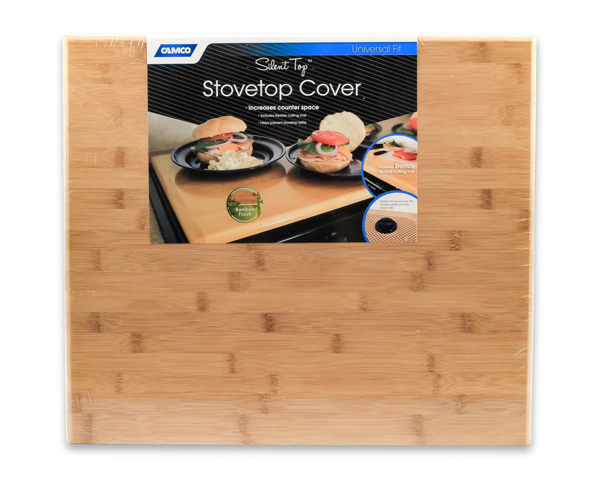 Camco 43571 Universal 19 5/8" × 17 1/2" Bamboo Silent RV Stove Top Cover