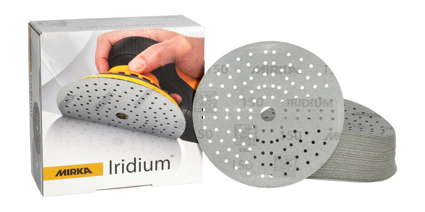 Mirka 24-6MH-150 Iridium Sanding Discs, 6", 150 Grade, 50/pk