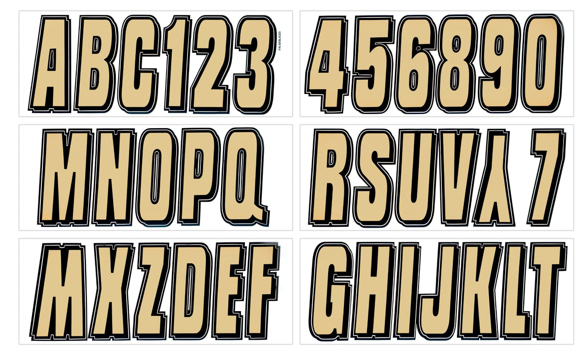 Hardline BRBLK320 Series 320 Registration Kit, Brown/Black, Solid Block Font w/ Drop Shadow, 4 Sets of 3" A-Z, 0-9
