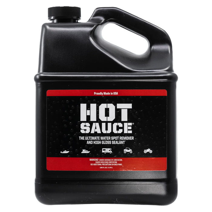 Boat Bling HS-0128 Hot Sauce Ultimate Hard Water Spot Remover w/ High Gloss Wax, Sealant, Gallon