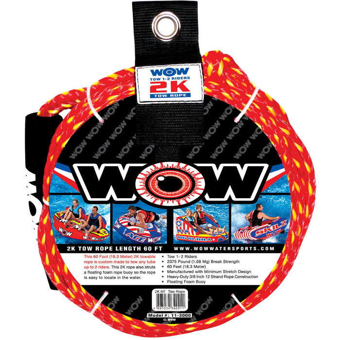 WOW Towable Tow Rope, 60', 1-2 Riders