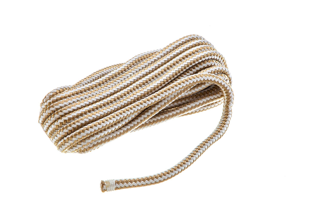 Seachoice Double-Braid Nylon Dock Line w/ Eye Splice, Pre-Shrunk, Heat Stabilized, 3/8 In. X 25 Ft., Gold White