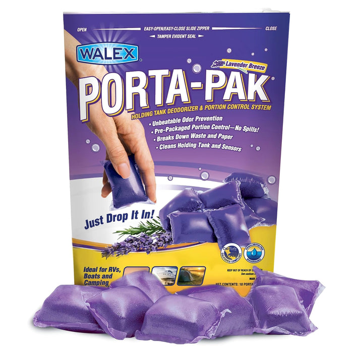 Walex Products PPRV10LAV Walex Porta-Pak Lavender Breeze Holding Tank Deodorizer, 10/Pk