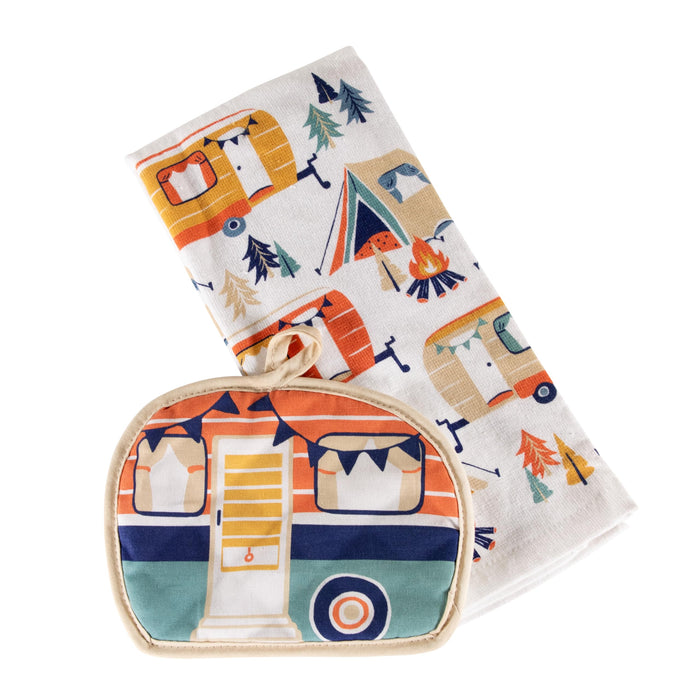 Lippert 2023051697 Kitchen Towel & Potholder Set Camp Print, 2 Piece