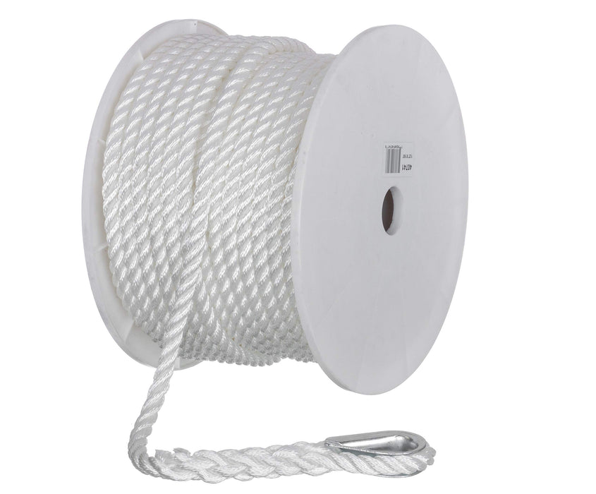 Seachoice 40741 3-Strand Twisted Nylon Anchor Line White, 1/2" x 150'