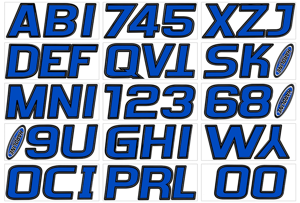 Hardline BLBLK700 Series 700 Registration Kit, Black, Slanted European Font, Solid Fill/Outline, 4 Sets of 3" A-Z, 0-9