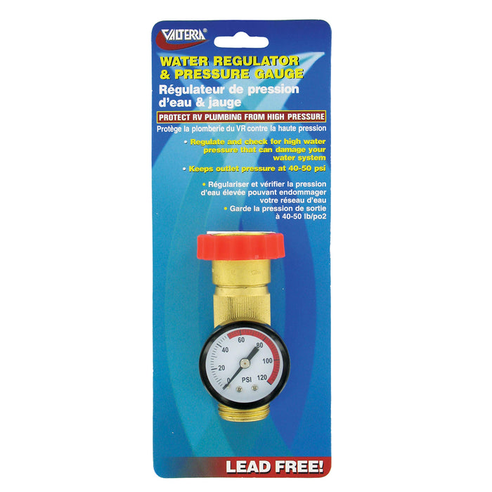Valterra A01-1124VP Lead-Free RV Water Regulator & Gauge