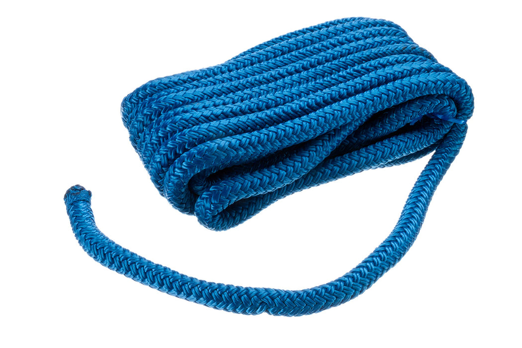 Seachoice Double-Braid Nylon Dock Line w/ Eye Splice, Pre-Shrunk, Heat Stabilized, 1/2 In. X 20 Ft., Blue