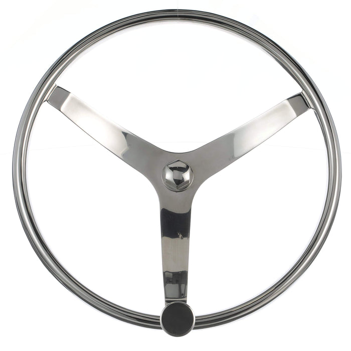 Seachoice 28531 Stainless Steel Sports Steering Wheel With Turning Knob