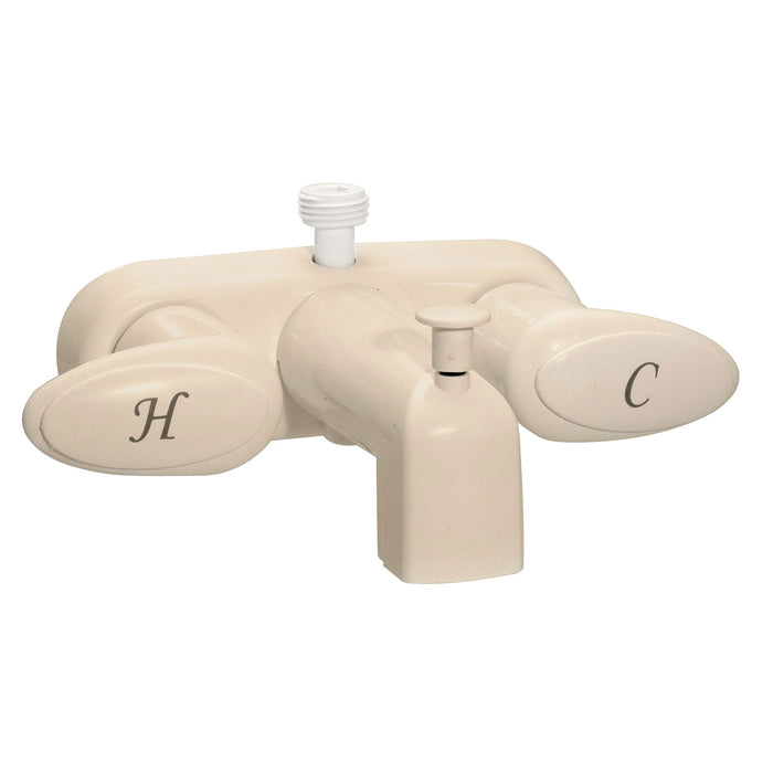 Valterra PF223161 Catalina Two Handle RV Tub Diverter Faucet, Biscuit w/Biscuit Handles