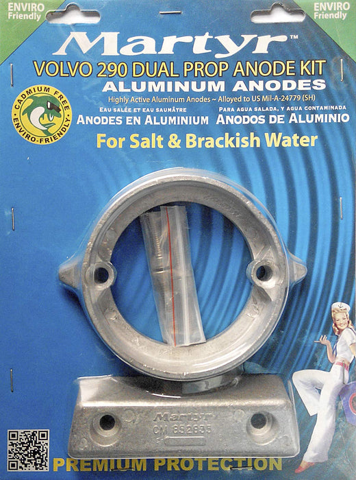 Martyr CM290DPKITA Alum Anode Kit, Volvo Penta 290 DP, contains 1-875821, 1-852835 and Fastening Hardware
