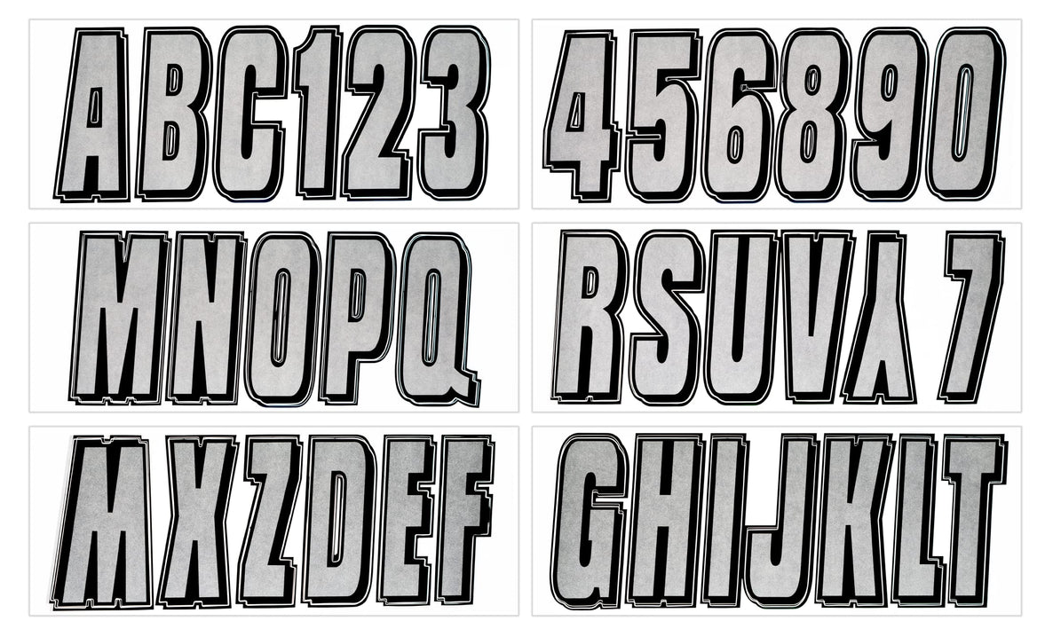 Hardline SIBLK320 Series 320 Registration Kit, Silver/Black, Solid Block Font w/ Drop Shadow, 4 Sets of 3" A-Z, 0-9