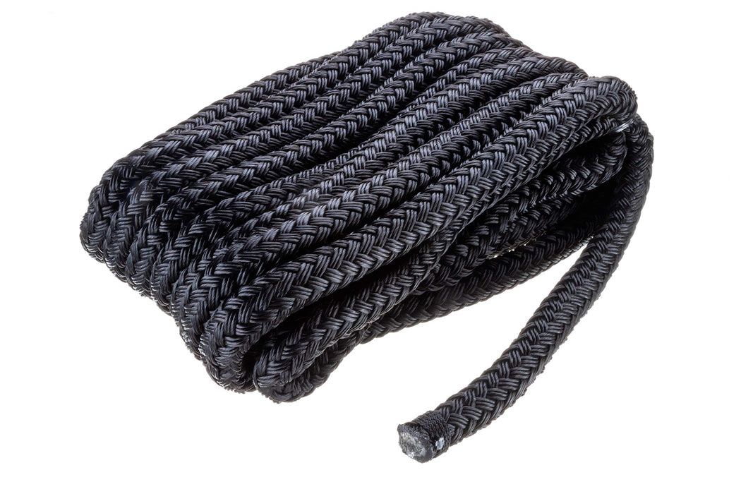 Seachoice Double-Braid Nylon Dock Line w/ Eye Splice, Pre-Shrunk, Heat Stabilized, 5/8 In. X 25 Ft., Black