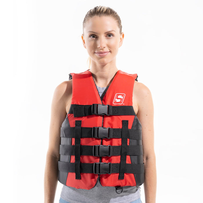 Seachoice 85383 Ski Vest 4 Belt Red, S/M