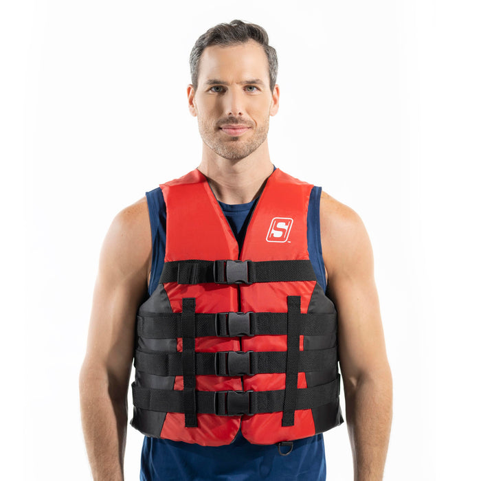 Seachoice 85393 Ski Vest 4 Belt Red, L/XL