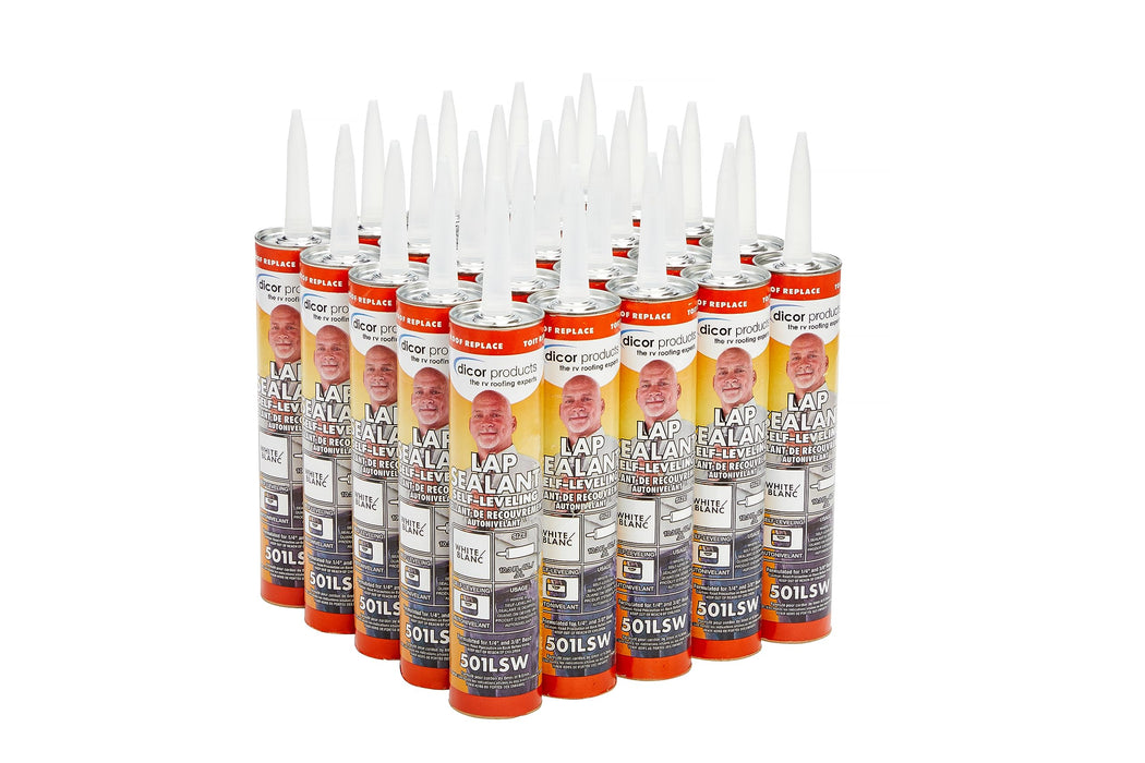 Dicor Corporation 501LSW-25 EPDM Rubber Roof System Self-Leveling Lap Sealant, White, 25/bx