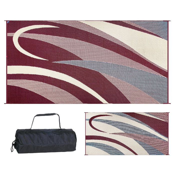 Ming's Mark GB5-BURG/BLK Reversible Mat, Graphic Burgundy/Beige, 8' x 16'