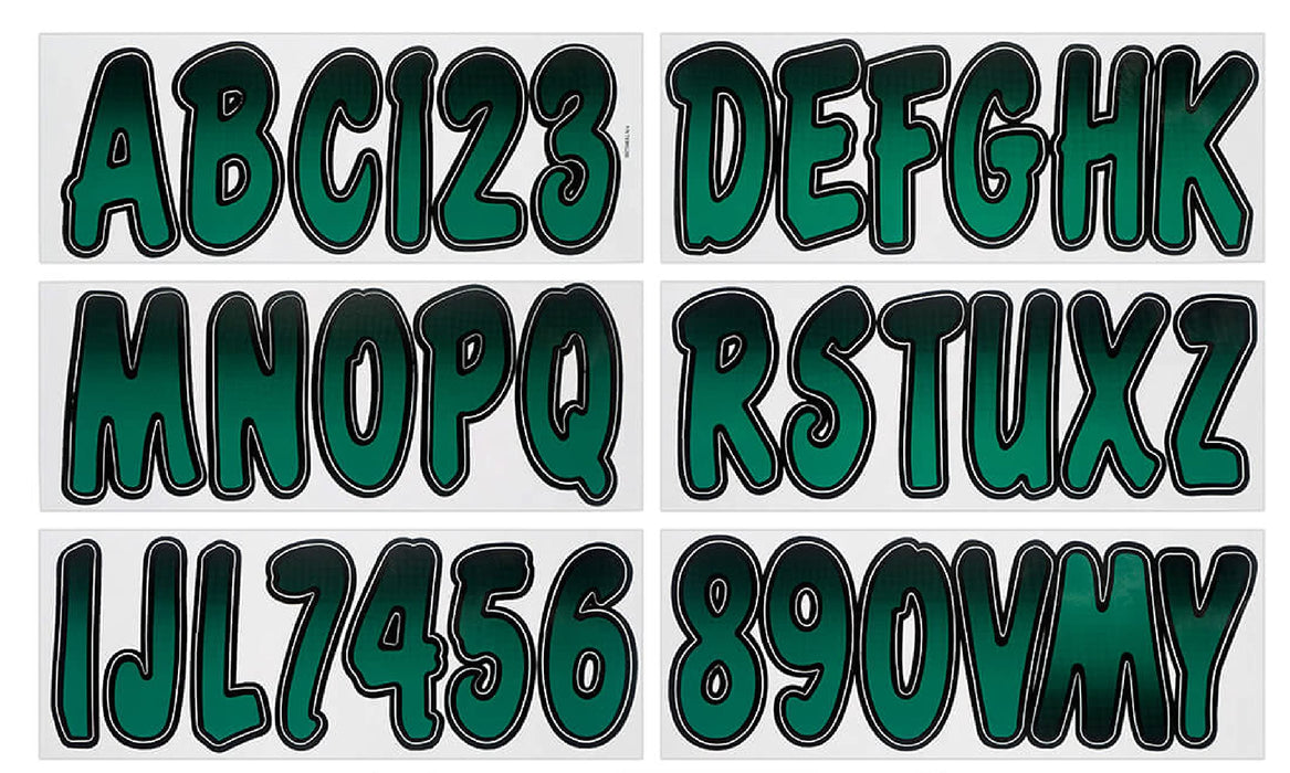 Hardline TEBKG200 Series 200 Registration Kit, Cursive, Teal/Black Gradation, 4 Sets of 3" A-Z, 0-9