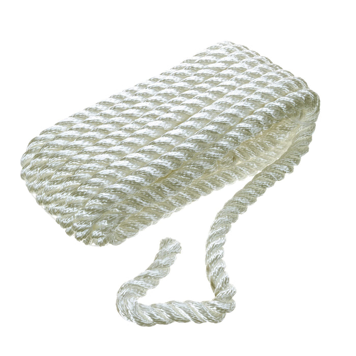 Seachoice 42581 3-Strand Twisted Nylon Dock Line, 1/2" x 30', White