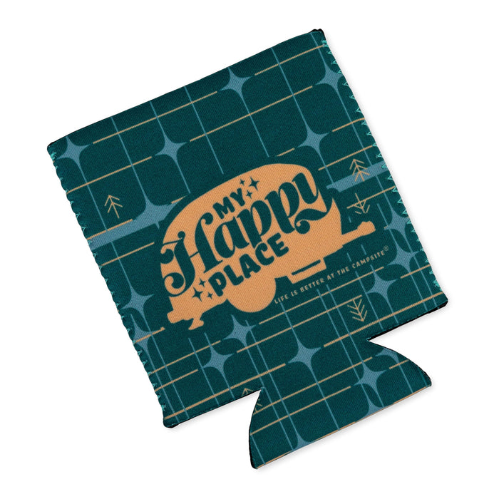 Camco 53480 Life Is Better At The Campsite Can Holder, Green Grid, Happy Place